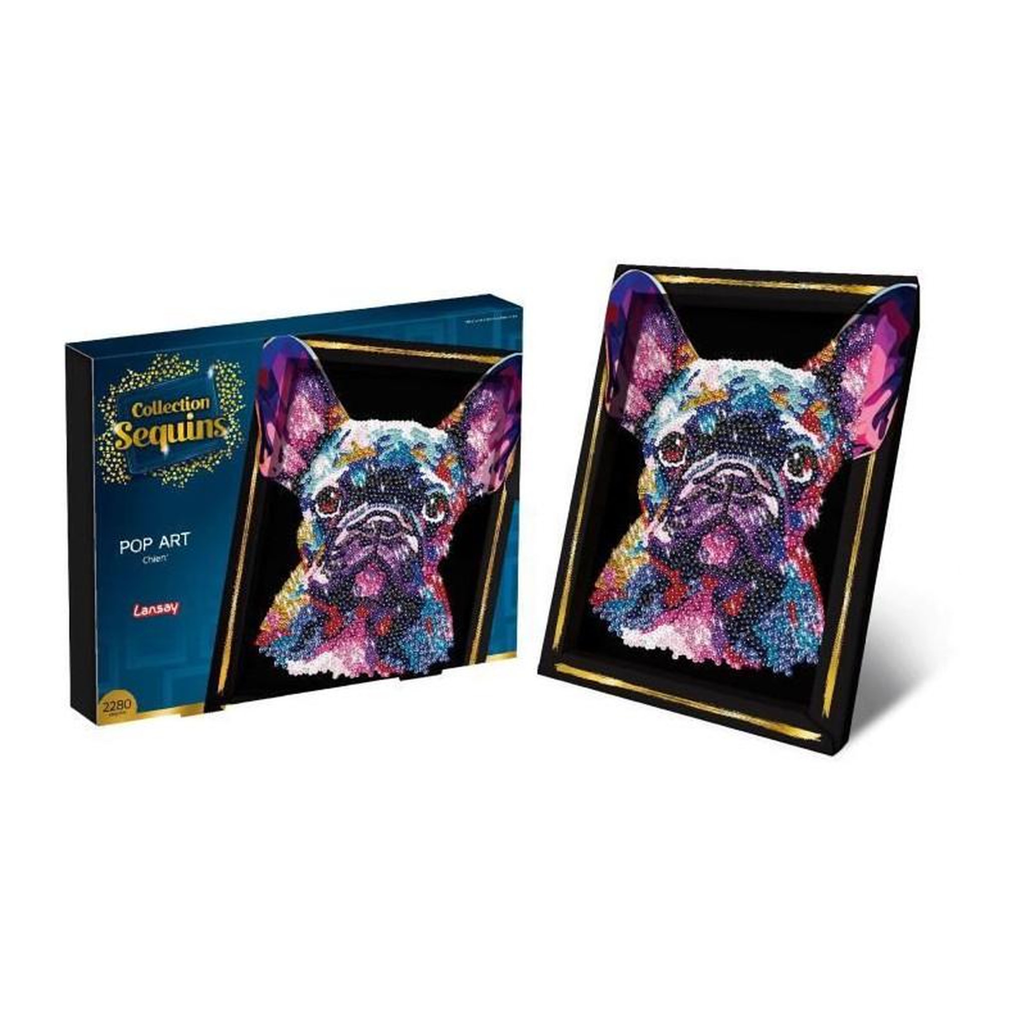 Voir la diapositive 3 : LANSAY Kit loisir créatif - LANSAY - Collection Sequins - Pop art chien - Des 14 ans
