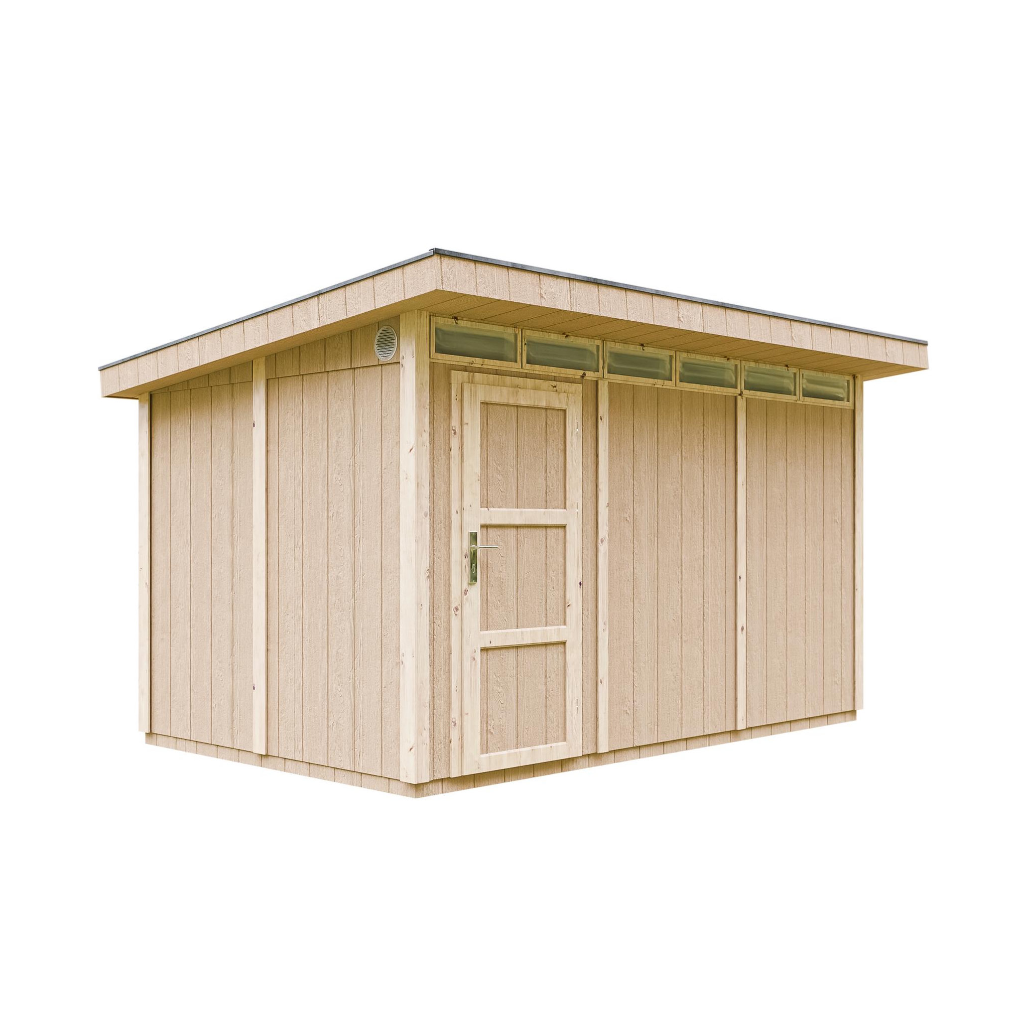 TIMBELA Abri de Jardin Qualité Premium 9m²L412xL279xH237cm avec sol, bardeaux bitumineux M904. Coloris disponibles : Gris, Marron, Rouge, Jaune, Beige