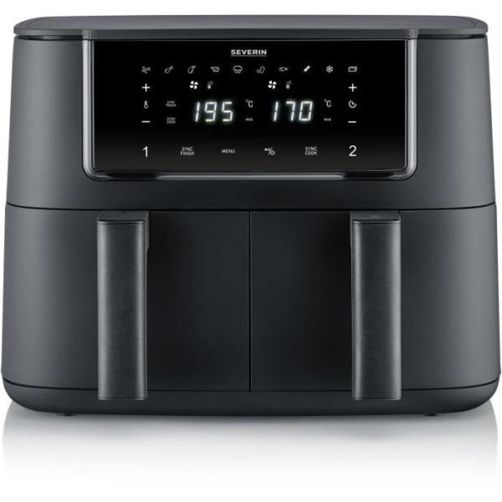 SEVERIN Friteuse Electrique  a air chaud - SEVERIN - Airfryer FR2463 - Capacité 8 L - Double cuve - 10 programmes - 2600 W