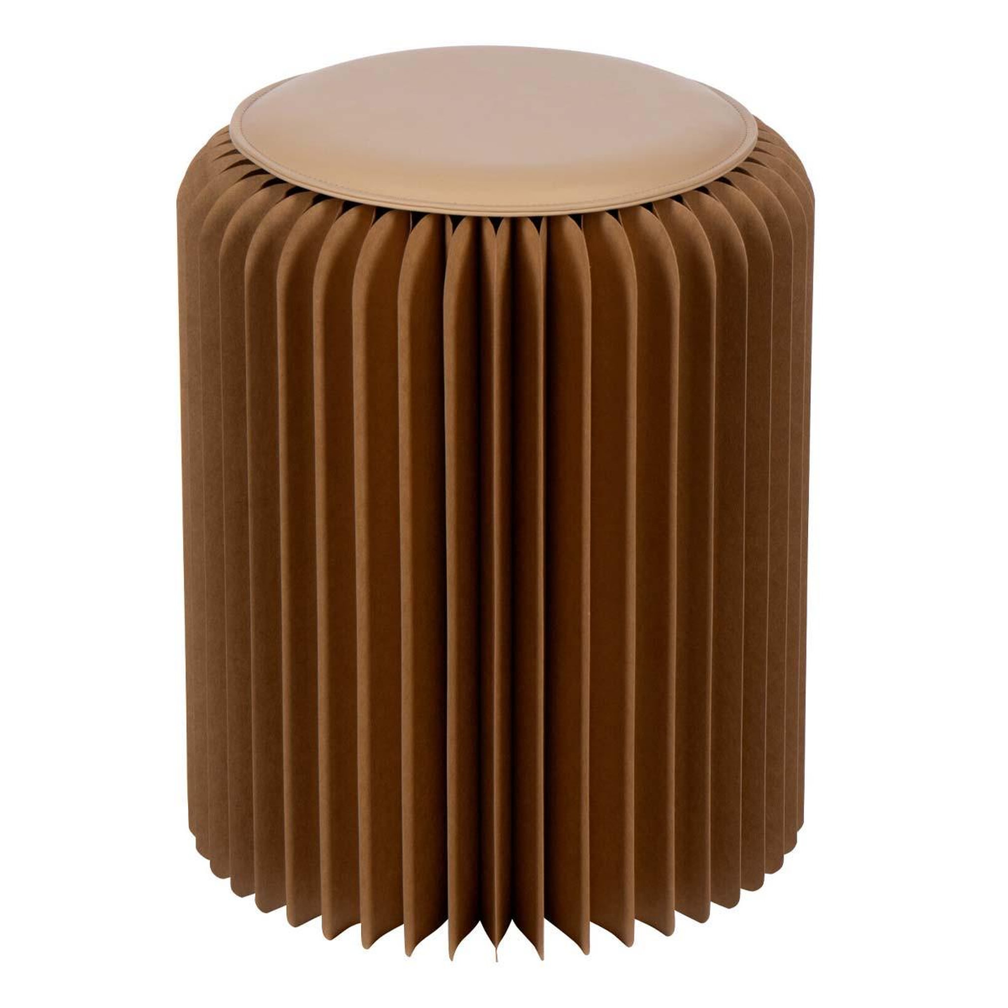 J-LINE Pouf pliable en papier  lily  42cm camel