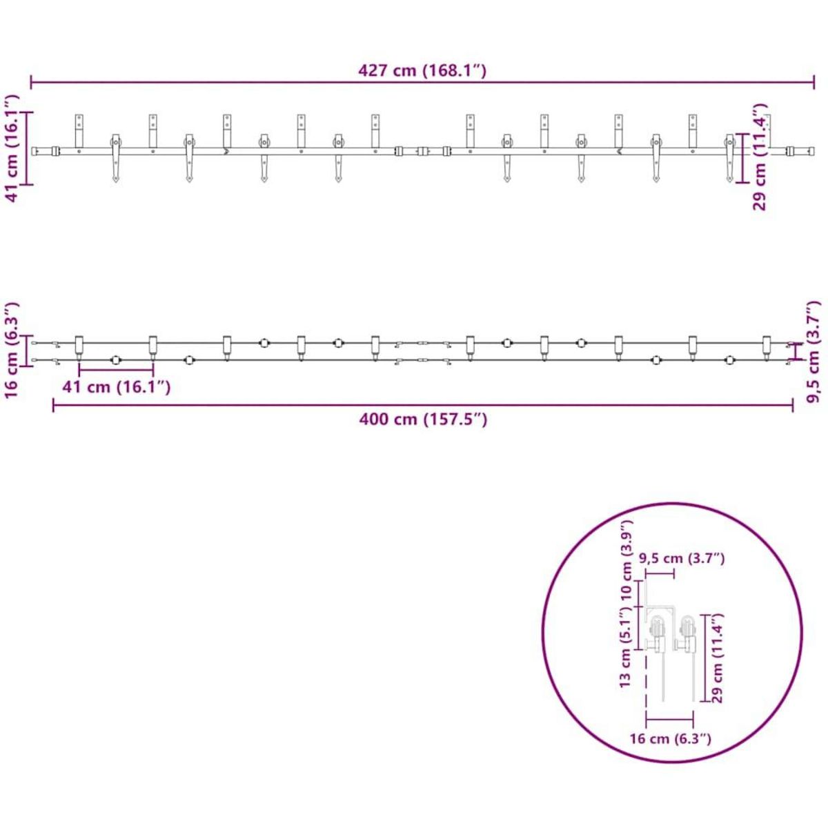 VIDAXL Kit de quincaillerie de porte coulissante 427 cm acier noir