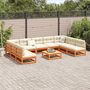 Voir la diapositive 3 : VIDAXL Salon de jardin 10pcs avec coussins cire marron bois pin massif