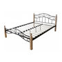 Voir la diapositive 1 : HomeStyle4U Design metal lit double 160 x 200 cadre de lit lattes bois neuf natural brun