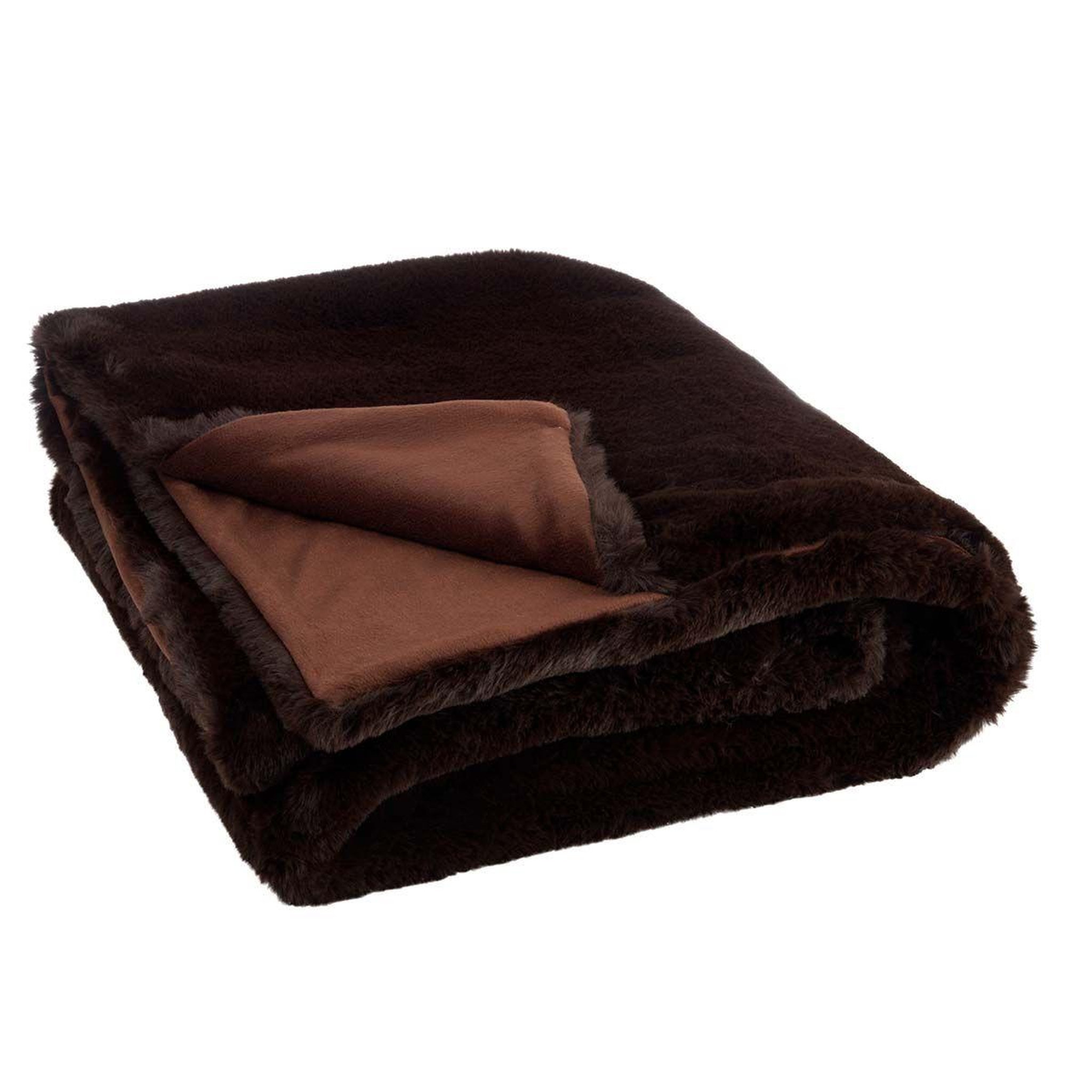 Voir la diapositive 2 : J-LINE Plaid imitation fourrure  cutie  130x180cm marron foncé