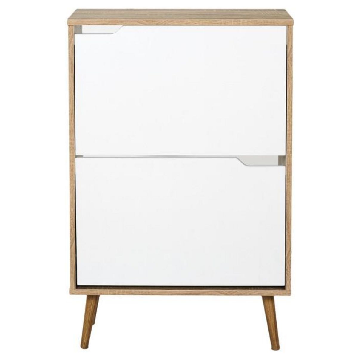 Paris Prix Meuble à Chaussures  2 Portes  91cm Blanc & Naturel