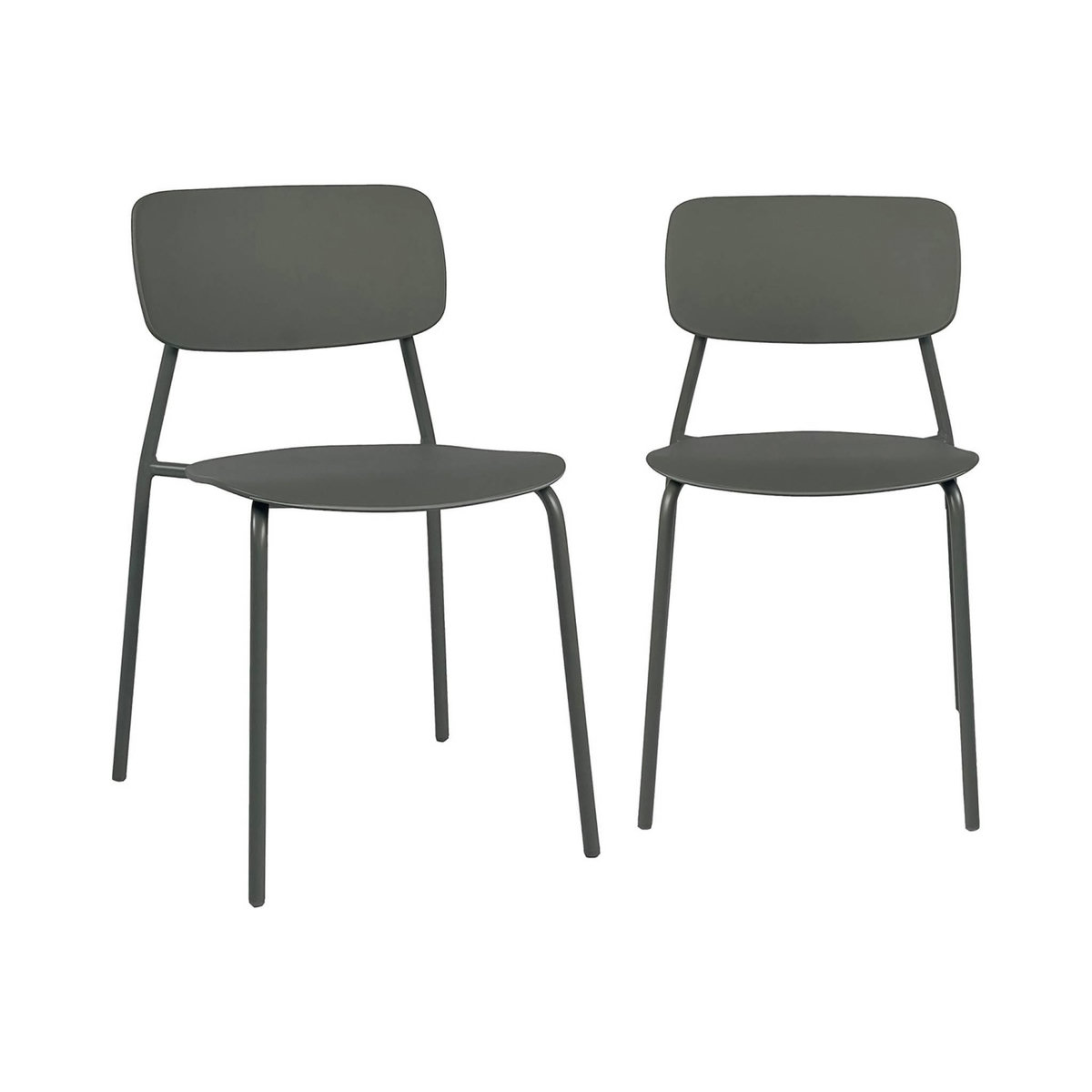 SWEEEK Lot de 2 chaises de jardin empilables acier et plastique kaki - Liva