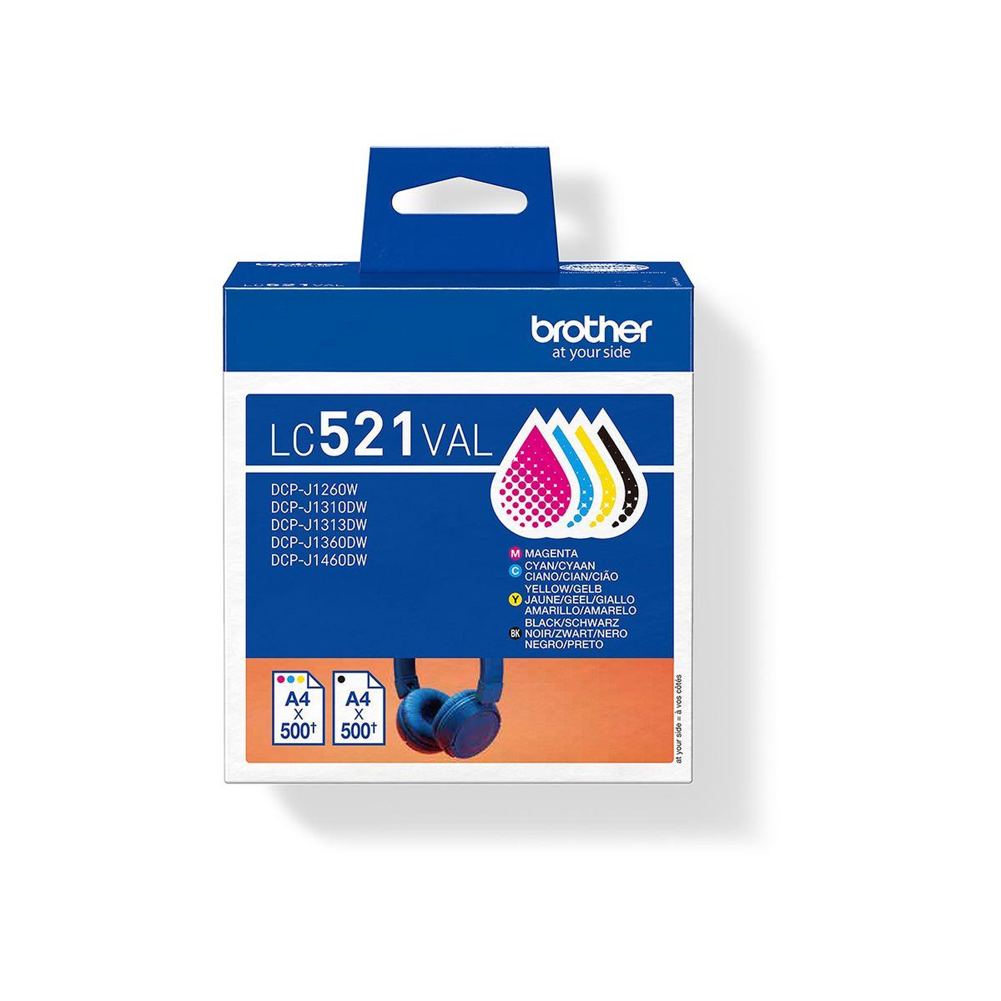 Brother Cartouche d'encre Pack Multipack 4 Originales LC521 (Noir + 3 Couleurs) - LC521VAL