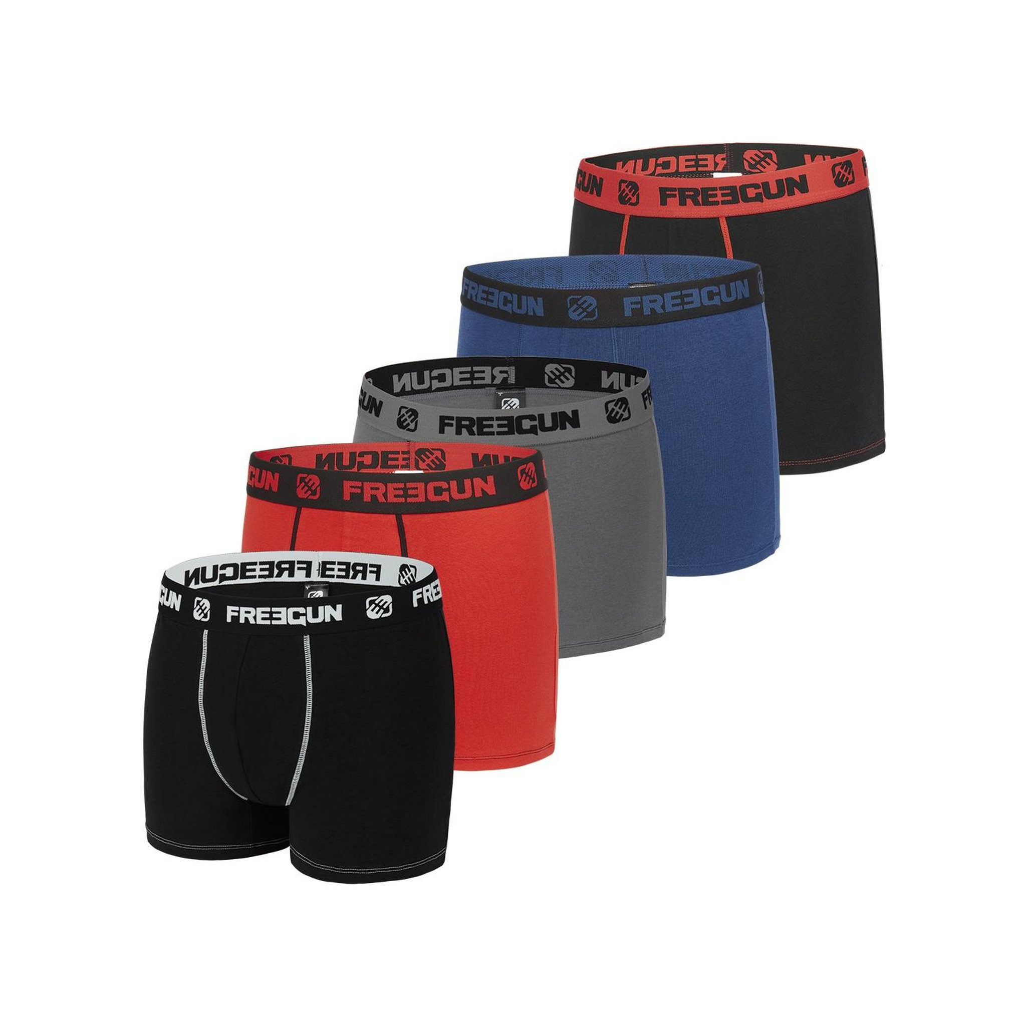 Voir la diapositive 2 : FREEGUN Pack Surprise de 5 Boxers coton garçon