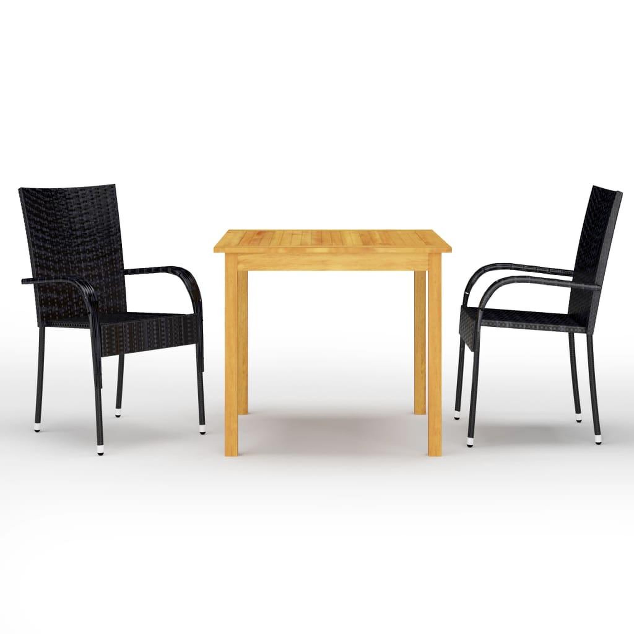Voir la diapositive 1 : VIDAXL Ensemble a manger de jardin 3 pcs Noir