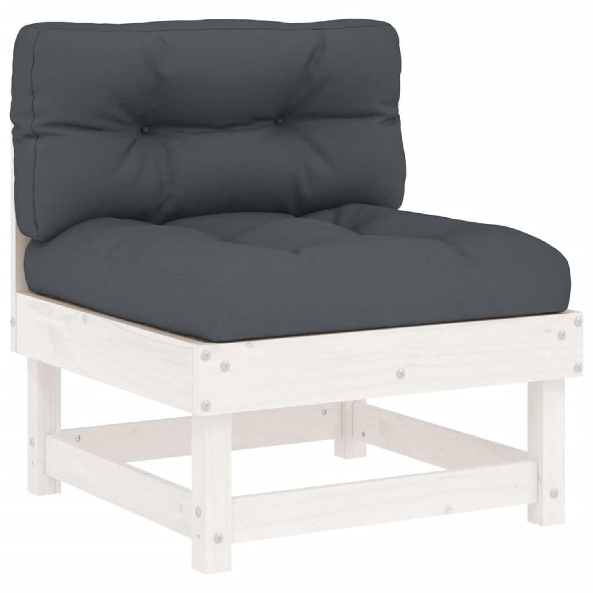 Voir la diapositive 4 : VIDAXL Canapes centraux avec coussins 2 pcs blanc bois de pin massif