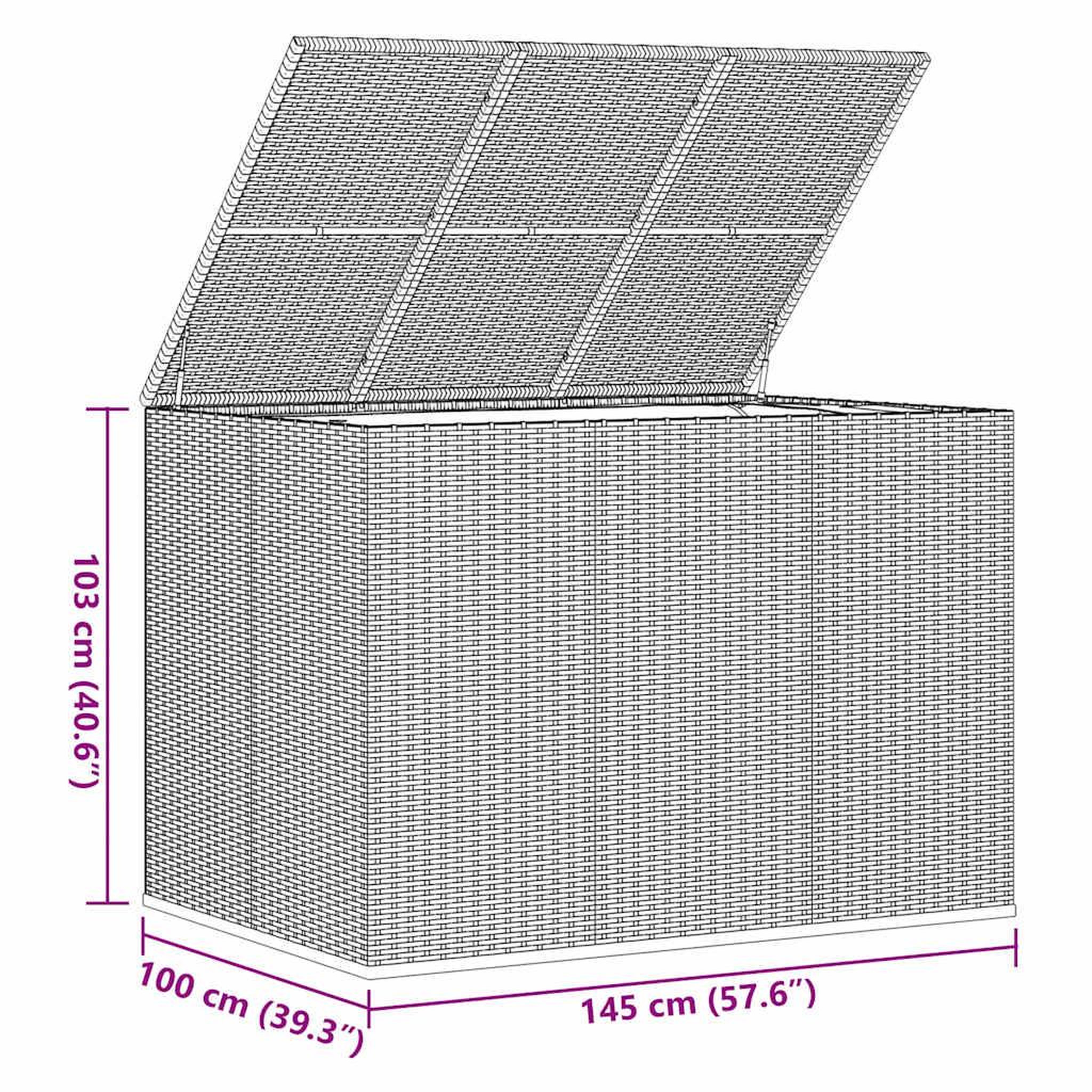 Voir la diapositive 6 : VIDAXL Boîte a coussins de jardin Resine tressee 145x100x103 cm Marron