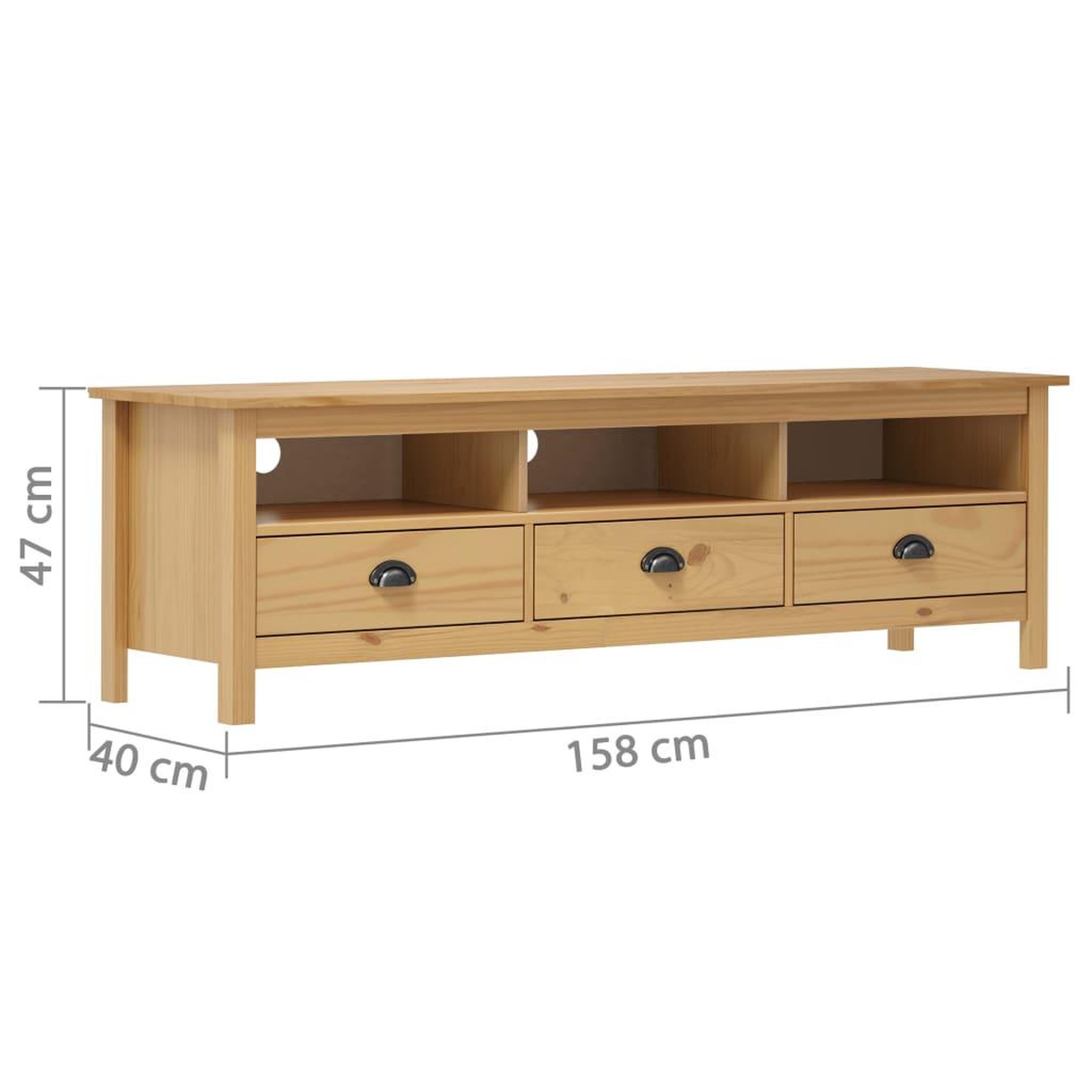 Voir la diapositive 5 : VIDAXL Meuble TV Hill Range Marron miel 158x40x47cm Bois de pin solide
