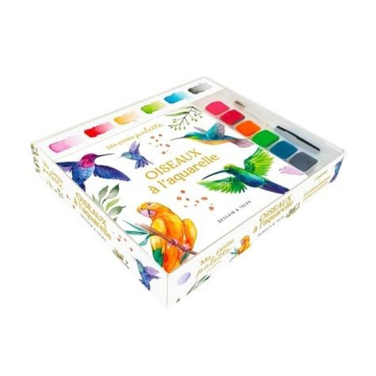 OISEAUX A L'AQUARELLE. COFFRET AVEC 10 PLANCHES PRETES-A-PEINDRE, UNE PALETTE DE 6 COULEURS ET UN PINCEAU, Dessain et Tolra