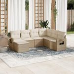 VIDAXL Salon de jardin avec coussins 7 pcs beige resine tressee