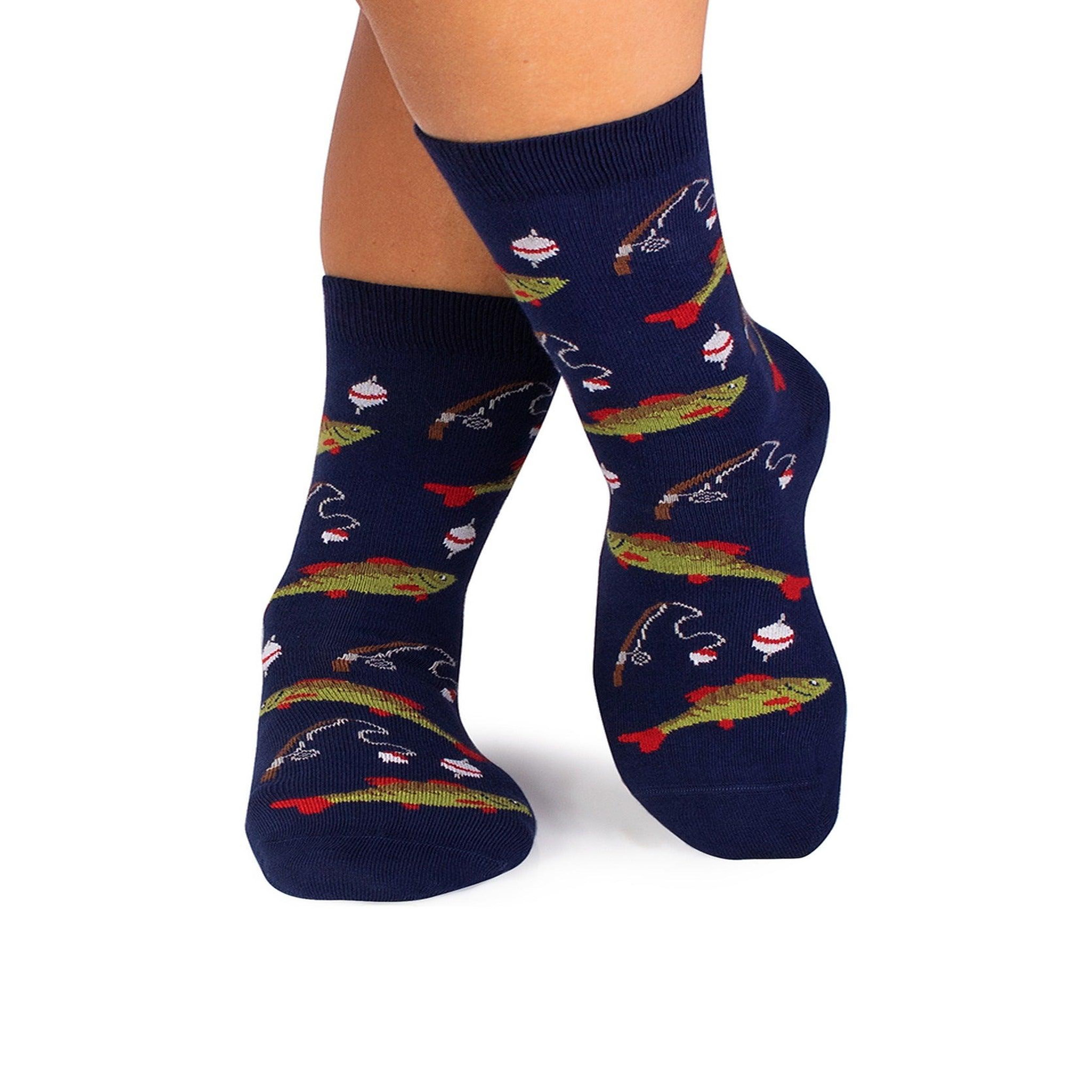 PIRIN HILL Chaussettes Coton Bio Pêche à la Ligne. Coloris disponibles : Bleu