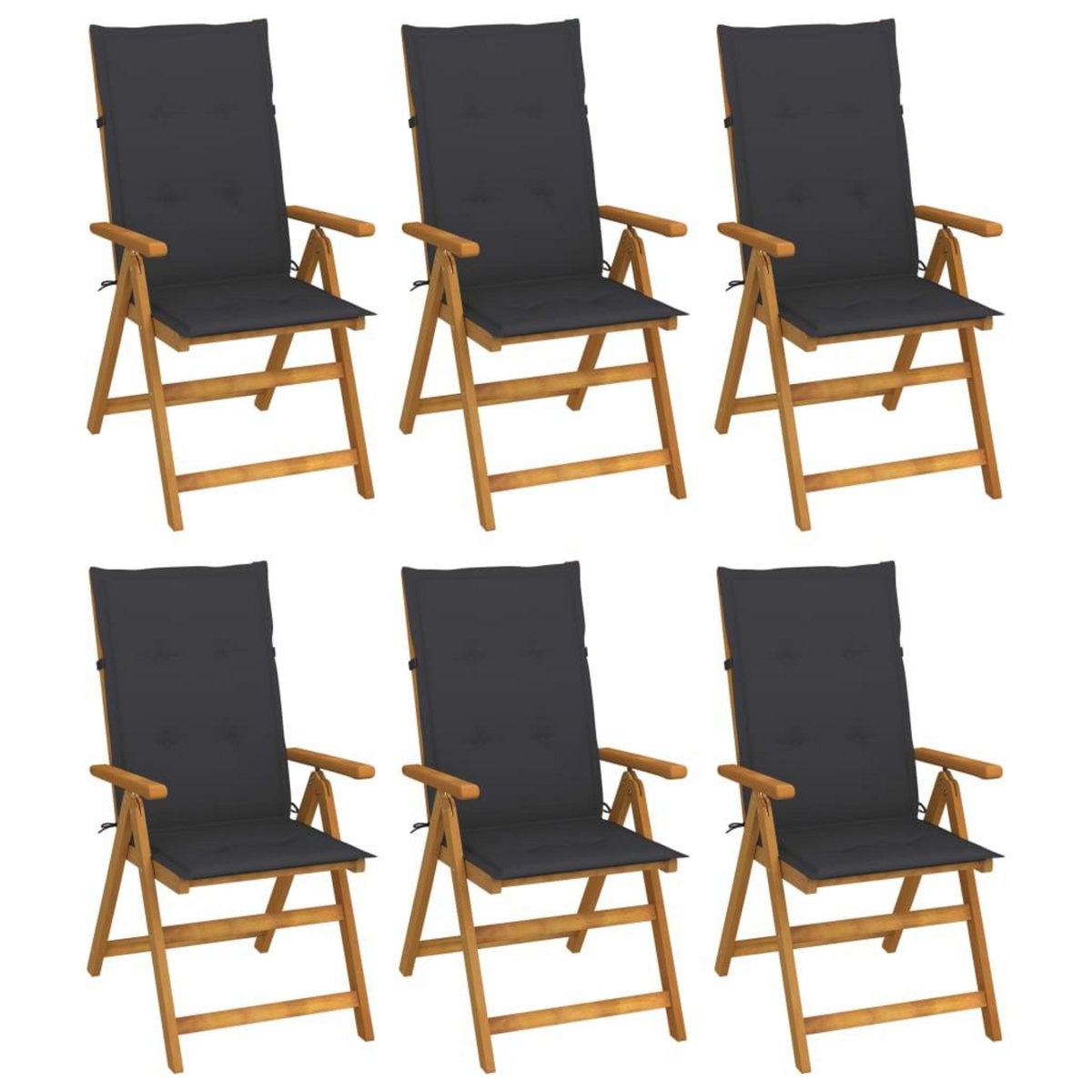 VIDAXL Chaises pliables de jardin lot de 6 avec coussins Bois d'acacia