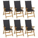 VIDAXL Chaises pliables de jardin lot de 6 avec coussins Bois d'acacia
