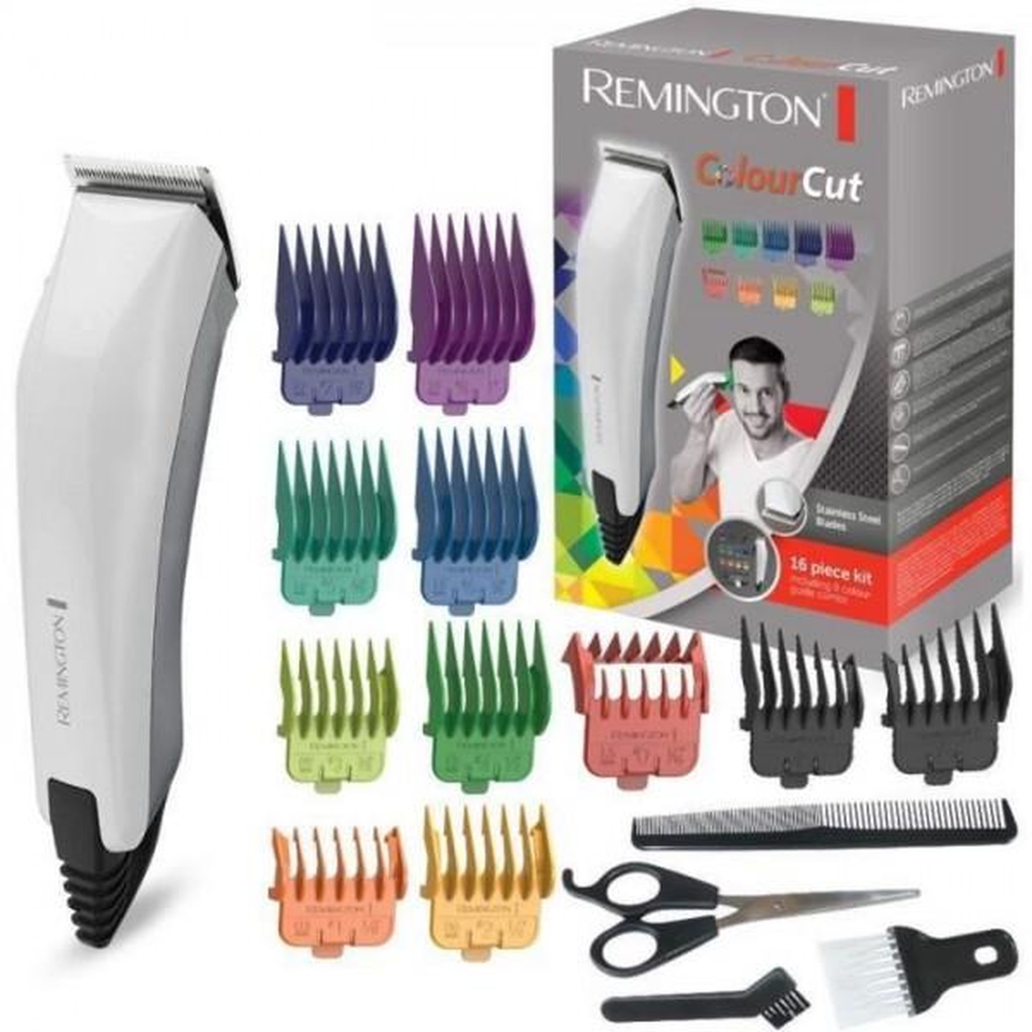 REMINGTON Tondeuse a Cheveux  Cheveux Homme Color Cut - REMINGTON - HC5035 - Lames Acier Inoxydable Auto-Affûtées - 11 Sabots