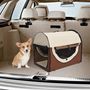 Voir la diapositive 2 : PAWHUT Sac de transport pour chien et chat pliable - poignée, entrée zippée, fenêtres maillées enroulables- coussin inclus - acier oxford marron beige