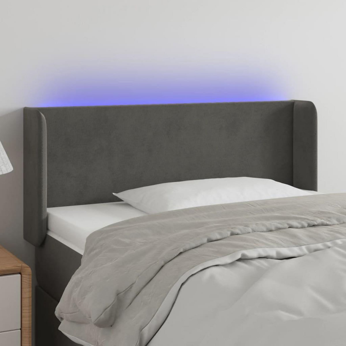 VIDAXL Tete de lit a LED Gris fonce 93x16x78/88 cm Velours