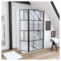 Voir la diapositive 1 : Aurlane Paroi de douche type indusriel noir avec volet piovant 90x195 cm - BRICKS 90+40