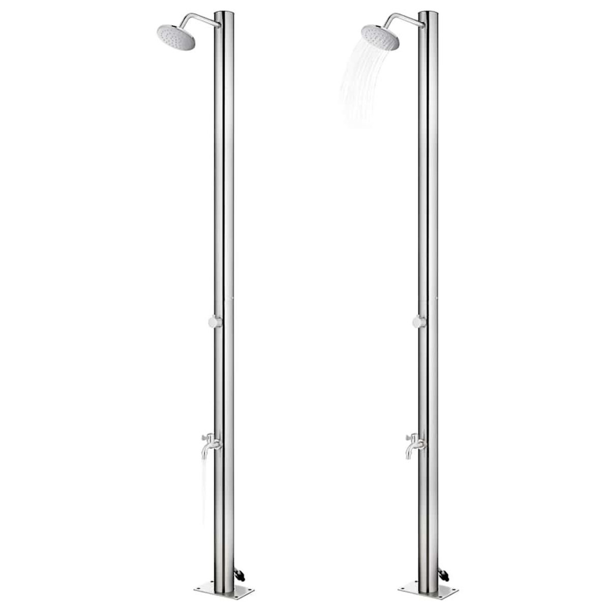 VIDAXL Douche de jardin avec base marron 220 cm Acier inoxydable