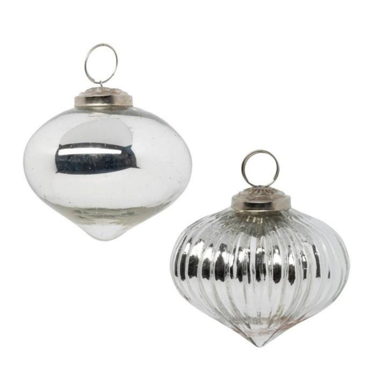 ATMOSPHERA Lot de 2 Boules de Noël en Verre  Goutte  8cm Argent