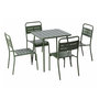 Voir la diapositive 1 : CONCEPT USINE Ensemble table de jardin carrée 70cm et 4 chaises vert BERGAME