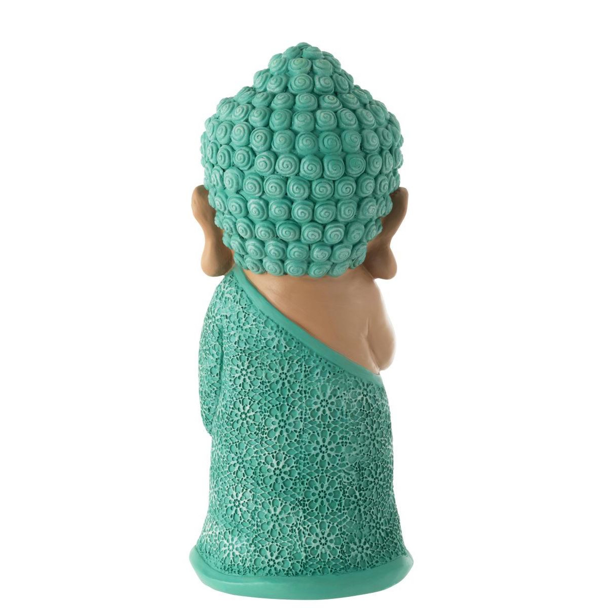 Voir la diapositive 3 : J-LINE Statuette moine prière  toby  32cm bleu azur