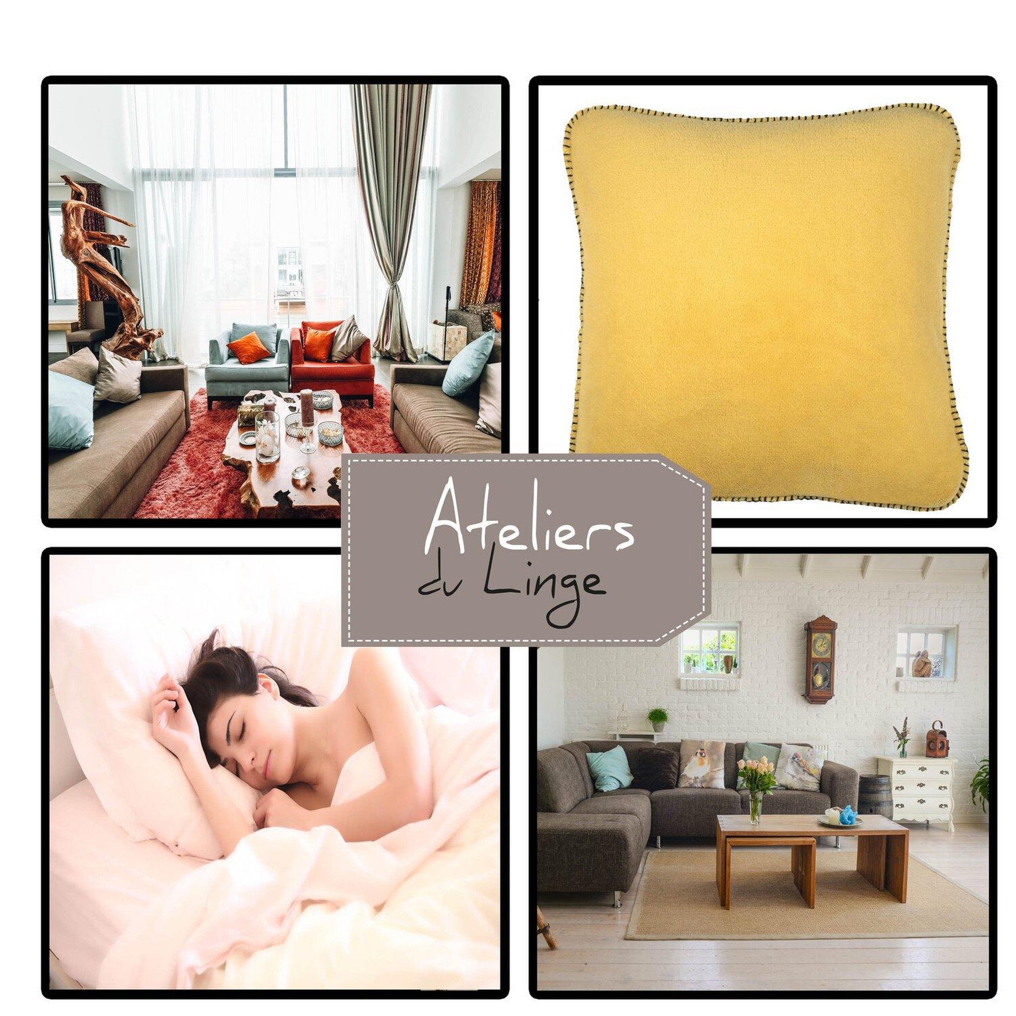 Voir la diapositive 3 : Les Ateliers du Linge Coussin imprime 100% polyester melly