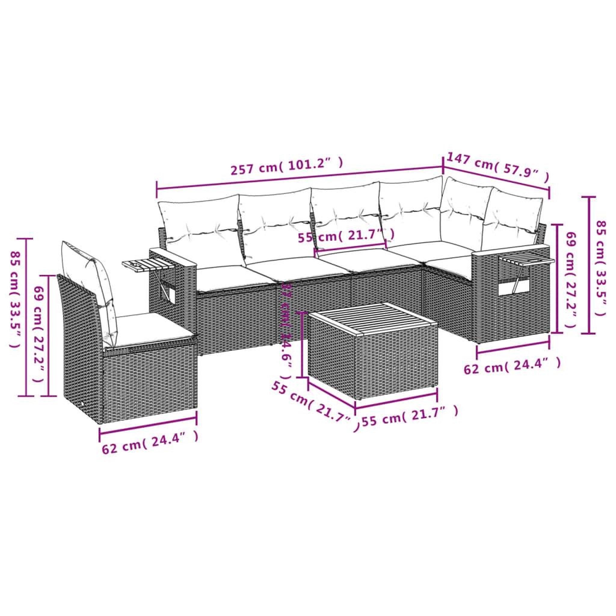 Voir la diapositive 6 : VIDAXL Salon de jardin 7 pcs avec coussins noir resine tressee