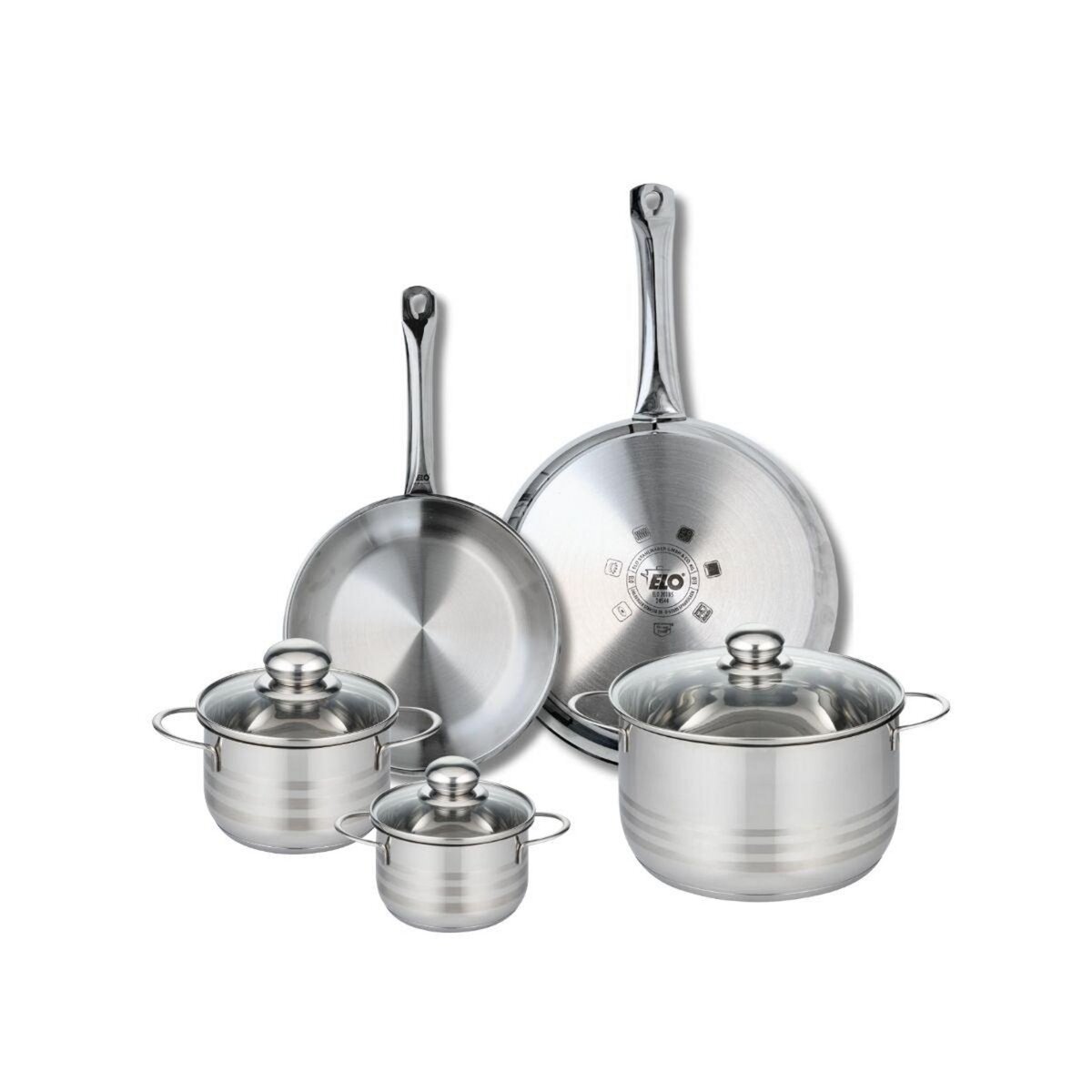 ELO Ensemble de 2 Poêles de cuisson 24 et 28 cm et 3 faitouts 12, 14 et 20 cm Elo Profi Brillant