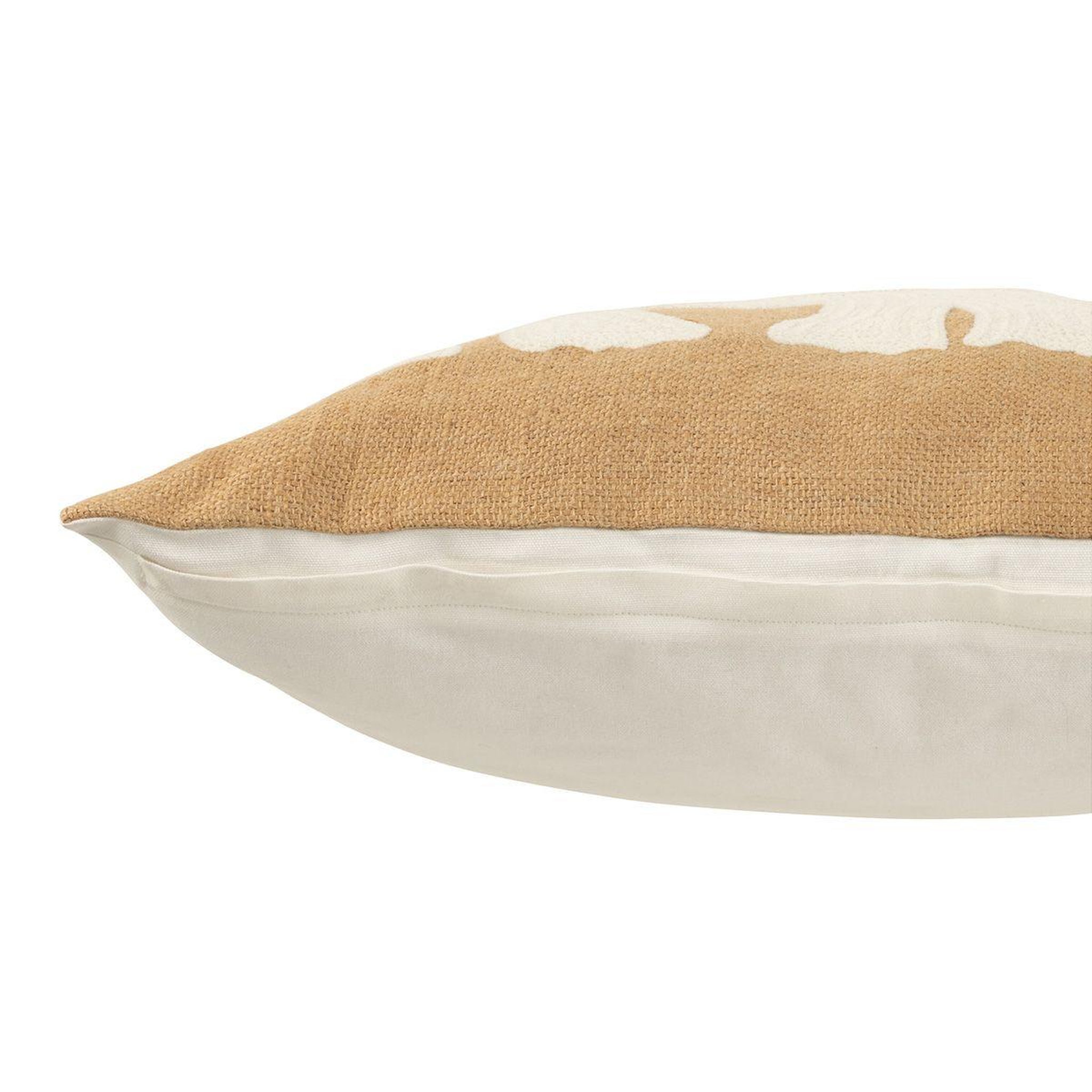 Voir la diapositive 3 : J-LINE Coussin déco jute  eléphant  60x60cm beige & blanc