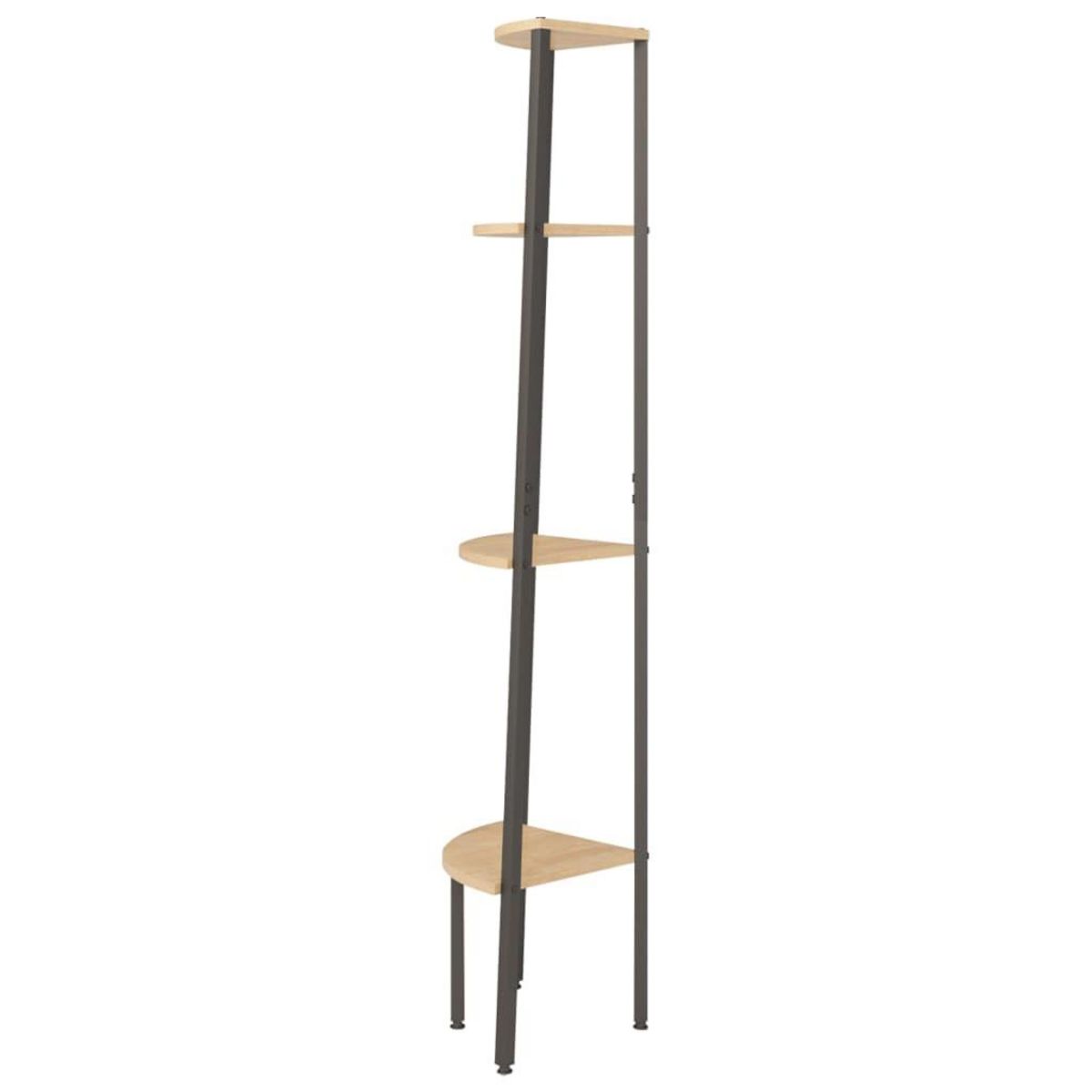 VIDAXL Etagere d'angle 4 niveaux Marron clair et noir 45,5x31,5x150 cm