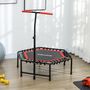Voir la diapositive 2 : HOMCOM Trampoline de Fitness gymnastique Ø114 cm élastiques Bungee guidon hauteur réglable 117-132 cm rouge noir