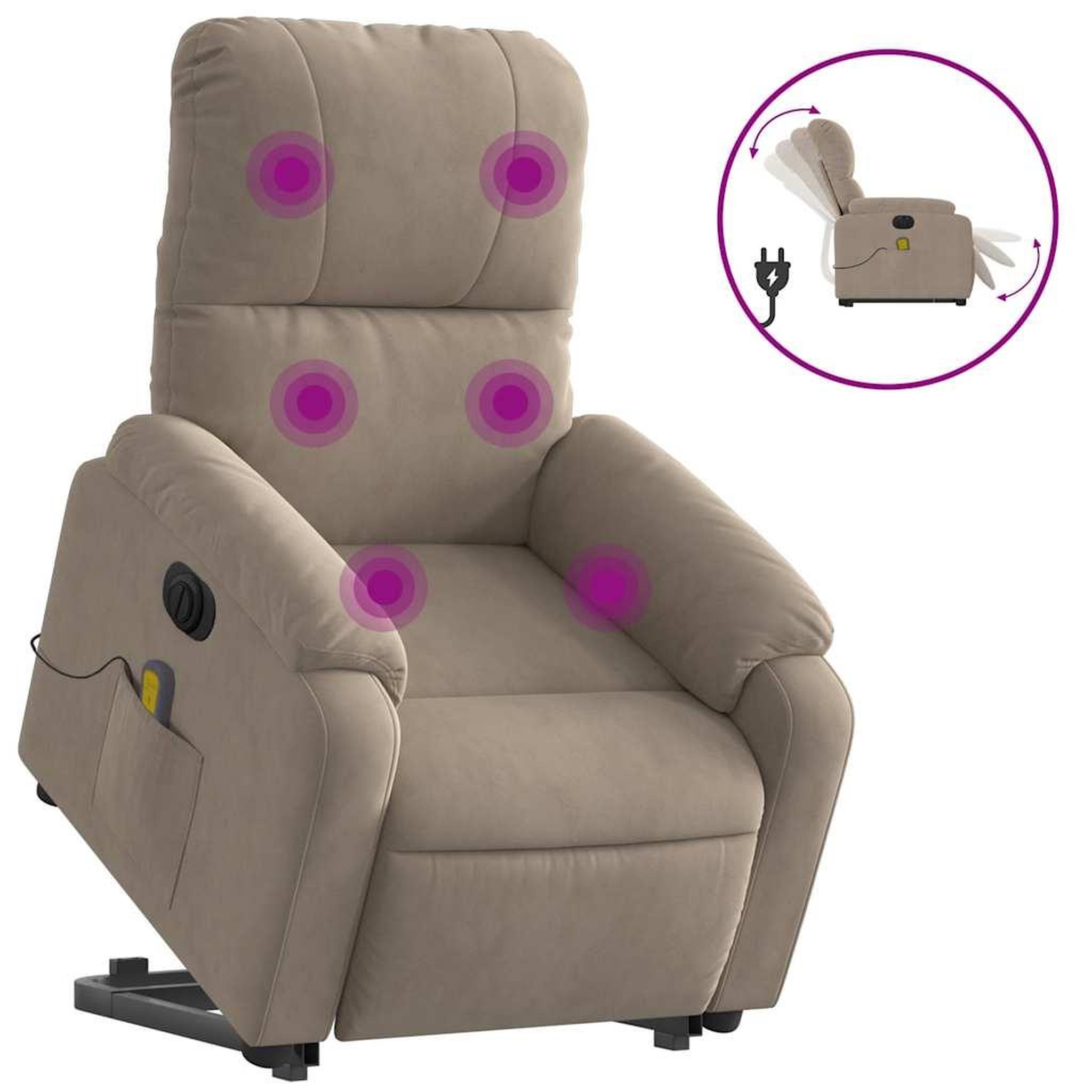 Voir la diapositive 2 : VIDAXL Fauteuil inclinable de massage electrique taupe