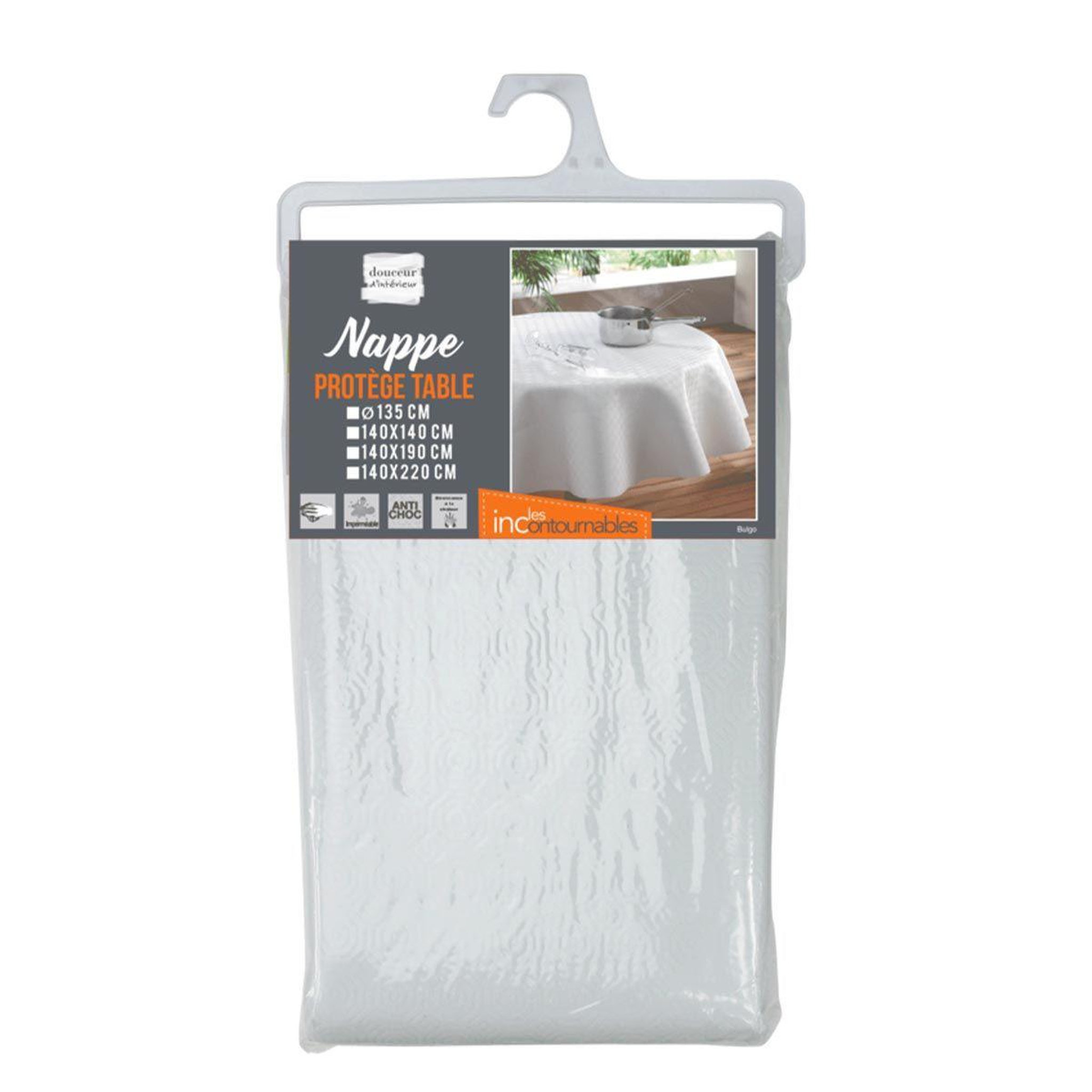 Voir la diapositive 5 : Douceur d'Intérieur Sous nappe protège table  bulgo  140x220cm blanc