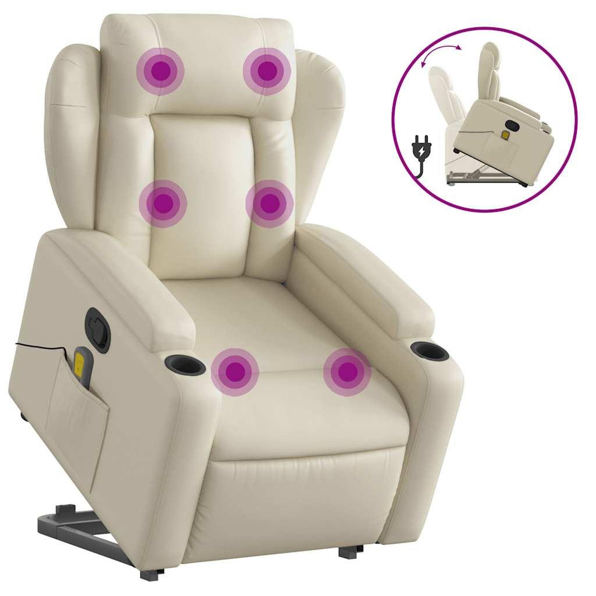 Voir la diapositive 2 : VIDAXL Fauteuil inclinable de massage Creme Similicuir