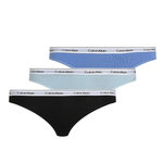 CALVIN KLEIN JEANS X3 Strings /Bleu Femme Calvin Klein Thong. Coloris disponibles : Noir
