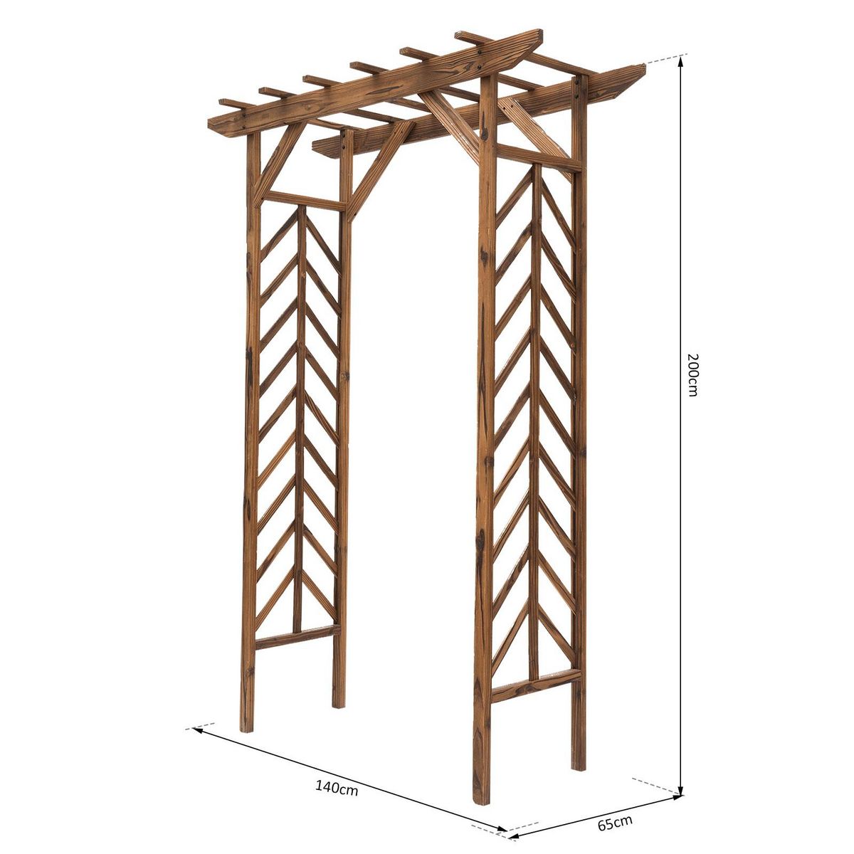 OUTSUNNY Arche de jardin arche à rosiers style exotique dim. 140L x 65l x 200H cm bois de sapin