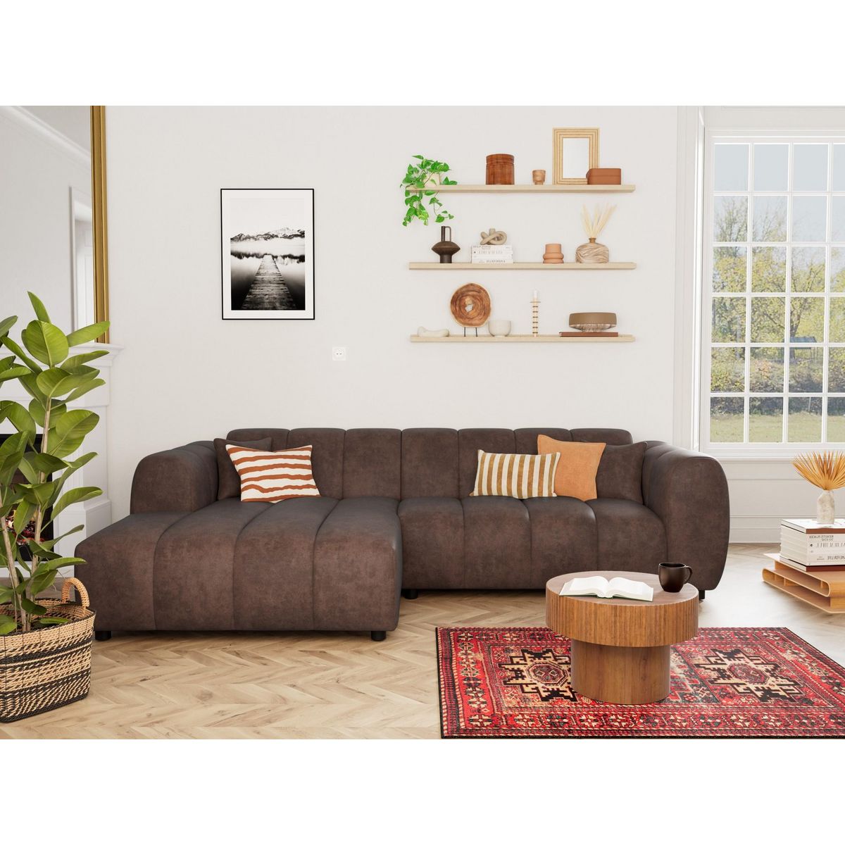 LISA DESIGN Curtis - canapé d'angle gauche 4 places en simili