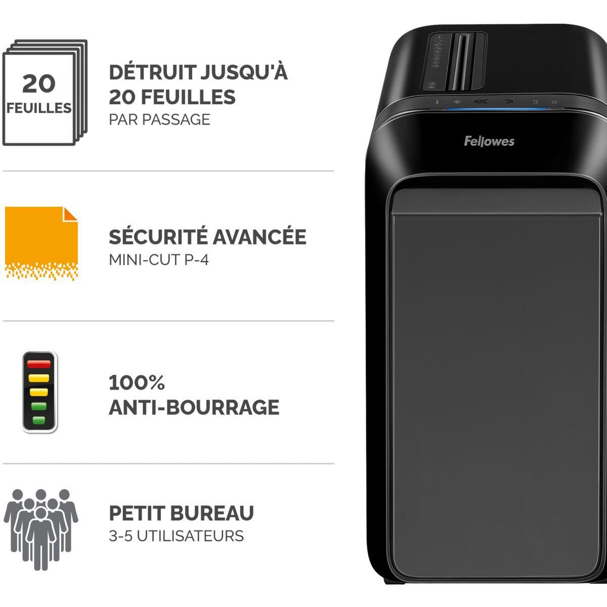 Voir la diapositive 2 : Fellowes Destructeur MICROSHRED LX220 NOIR