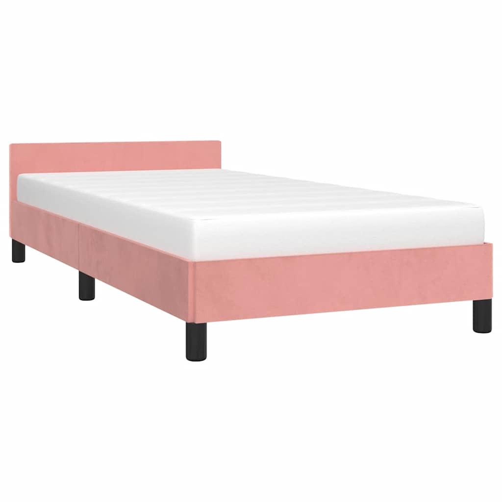 Voir la diapositive 3 : VIDAXL Cadre de lit et tete de lit sans matelas rose 90x200 cm velours