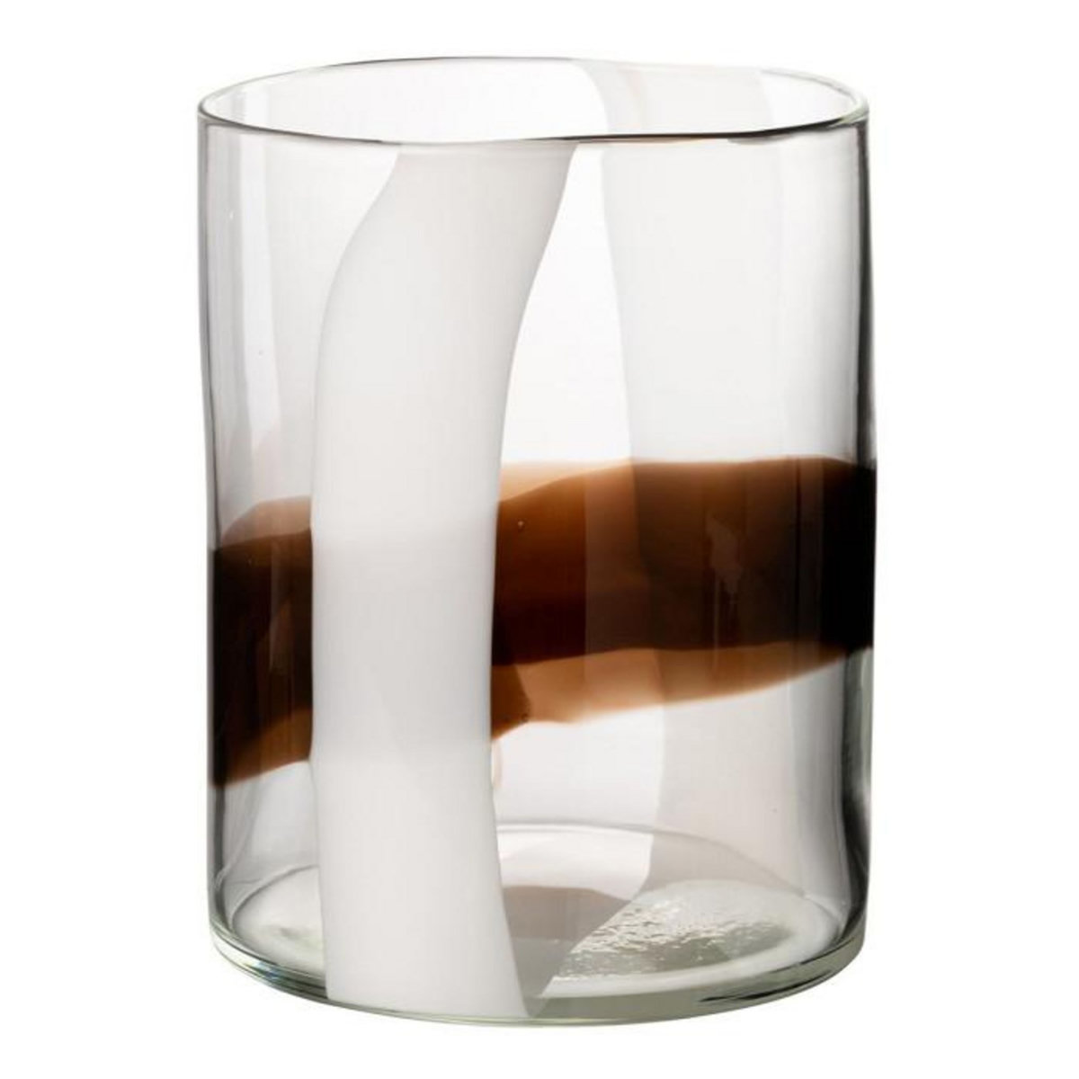 Paris Prix Vase Design en Verre  Iggy  27cm Blanc & Marron