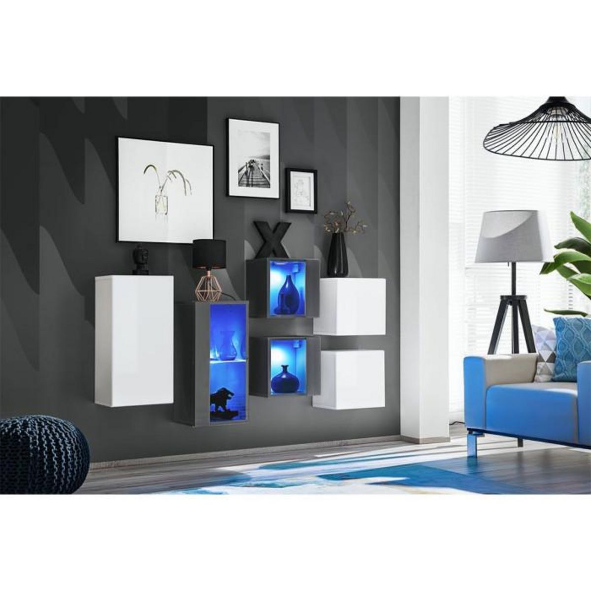 Paris Prix Meuble de Rangement  Switch SBIV  320cm Blanc & Gris