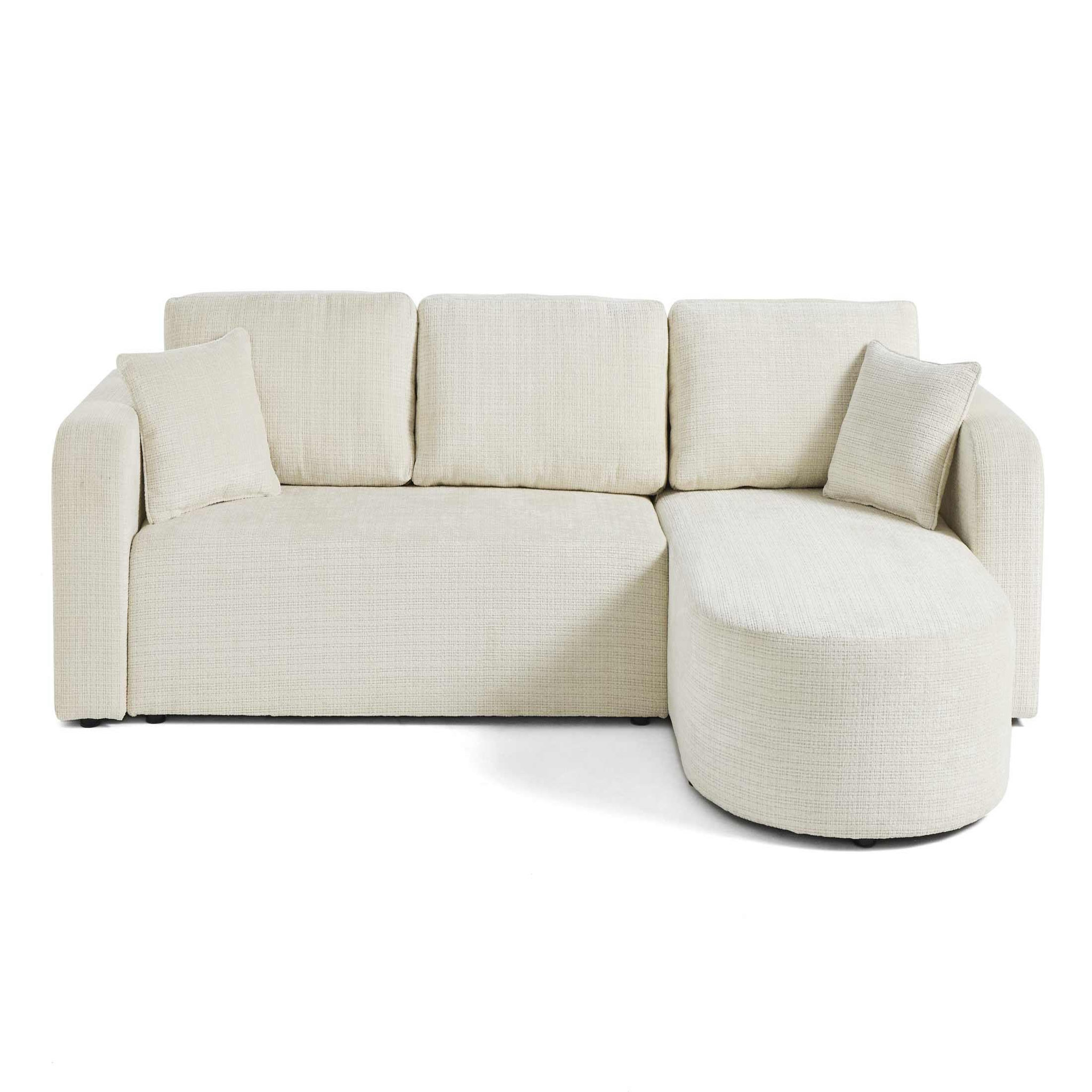 Voir la diapositive 1 : BEST MOBILIER Miro - canapé d'angle réversible - 4 places - convertible avec coffre - en velours texturé