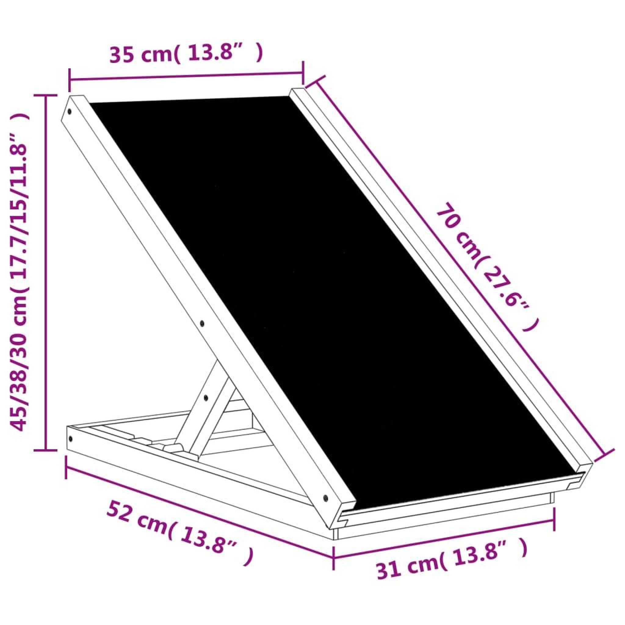Voir la diapositive 6 : VIDAXL Rampe pour chiens gris 70x35 cm bois de sapin solide