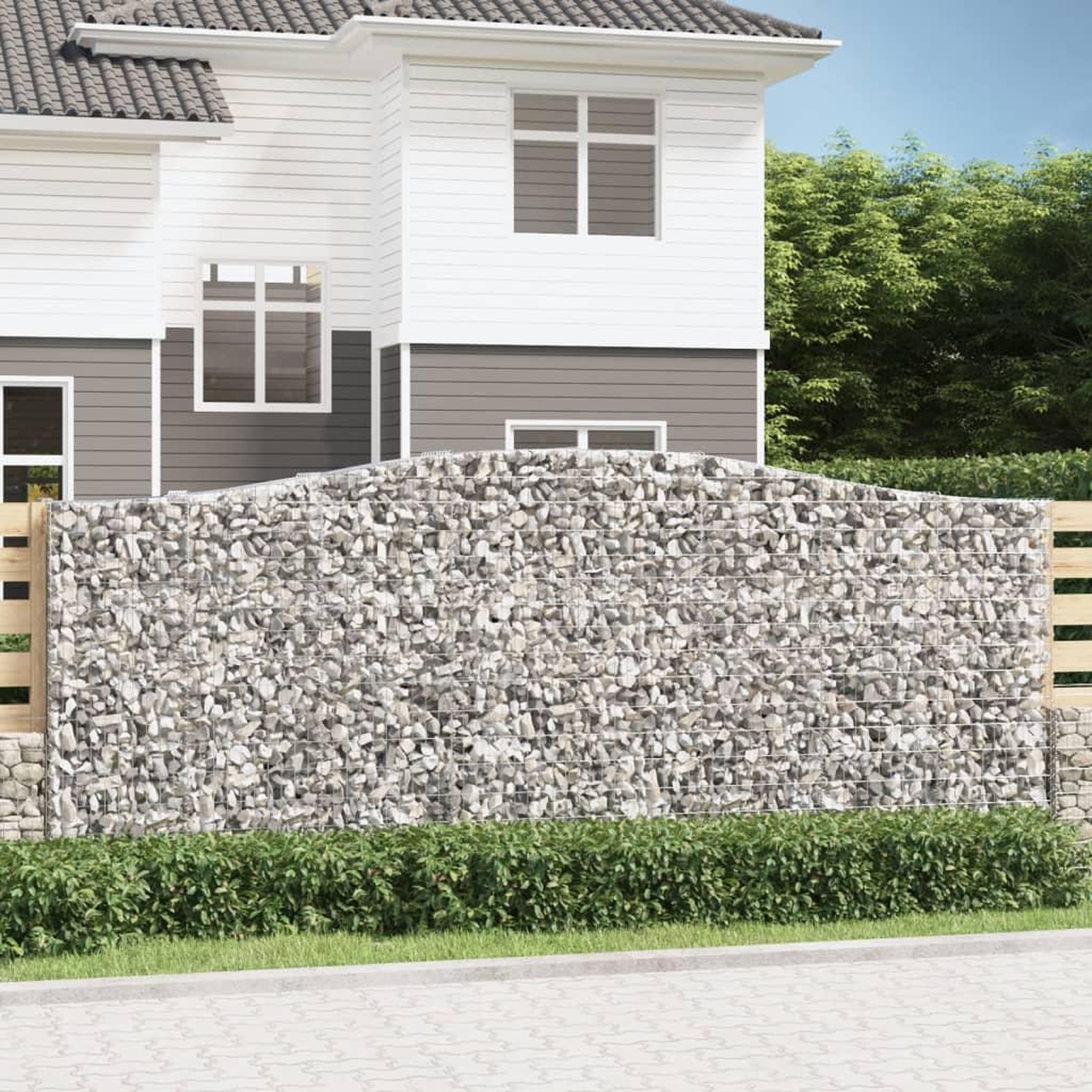 VIDAXL Paniers a gabions arques 9 pcs 400x50x160/180 cm fer galvanise