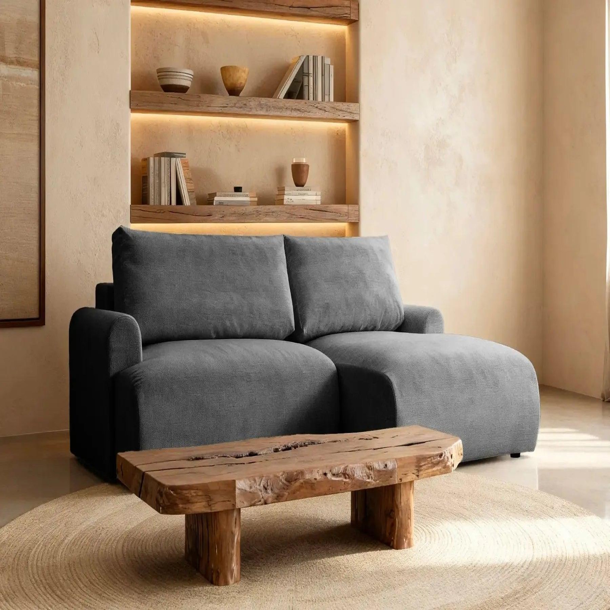 Voir la diapositive 2 : CASANOVA PARIS Raphaelle - canapé d'angle convertible tissu lisse 4 places droit