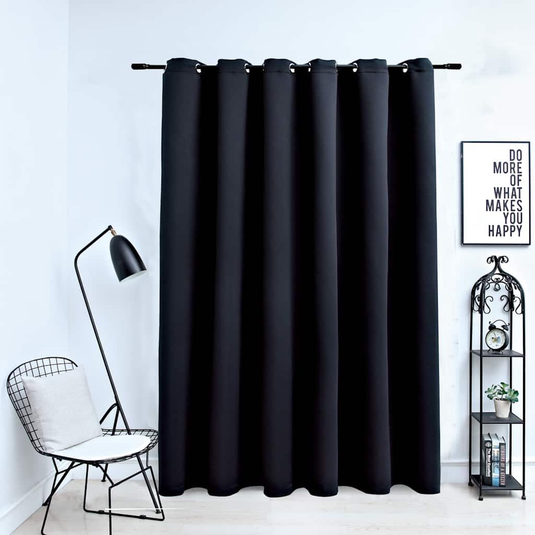 VIDAXL Rideau occultant avec anneaux en metal Noir 290x245 cm